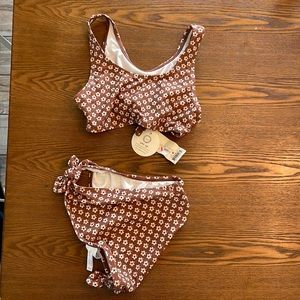 Rylee + Cru Girls brown Daisy Bikini